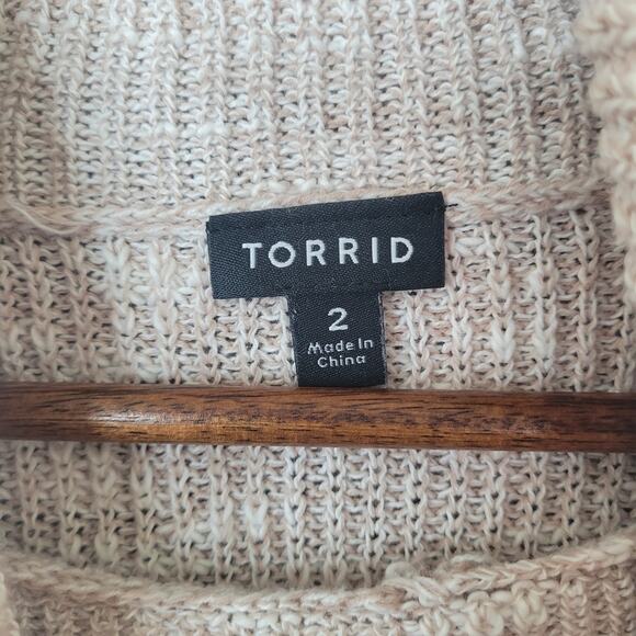 Torrid Beige Ribbed Knit Mock Neck Pullover Stretch Sweater Size 2XL - Picture 2 of 6